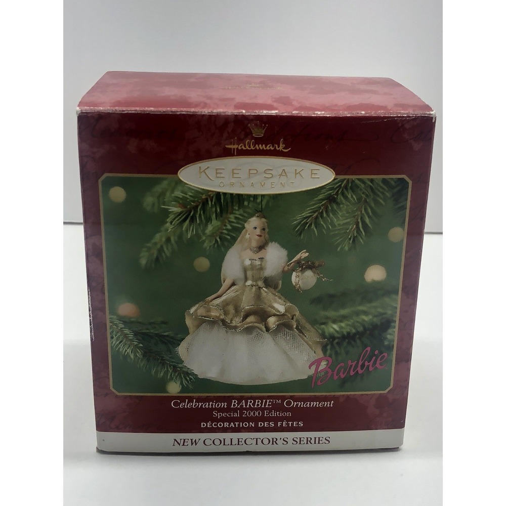 HALLMARK Barbie Christmas Keepsake Ornament - 1st in Series - Gold & White Dress